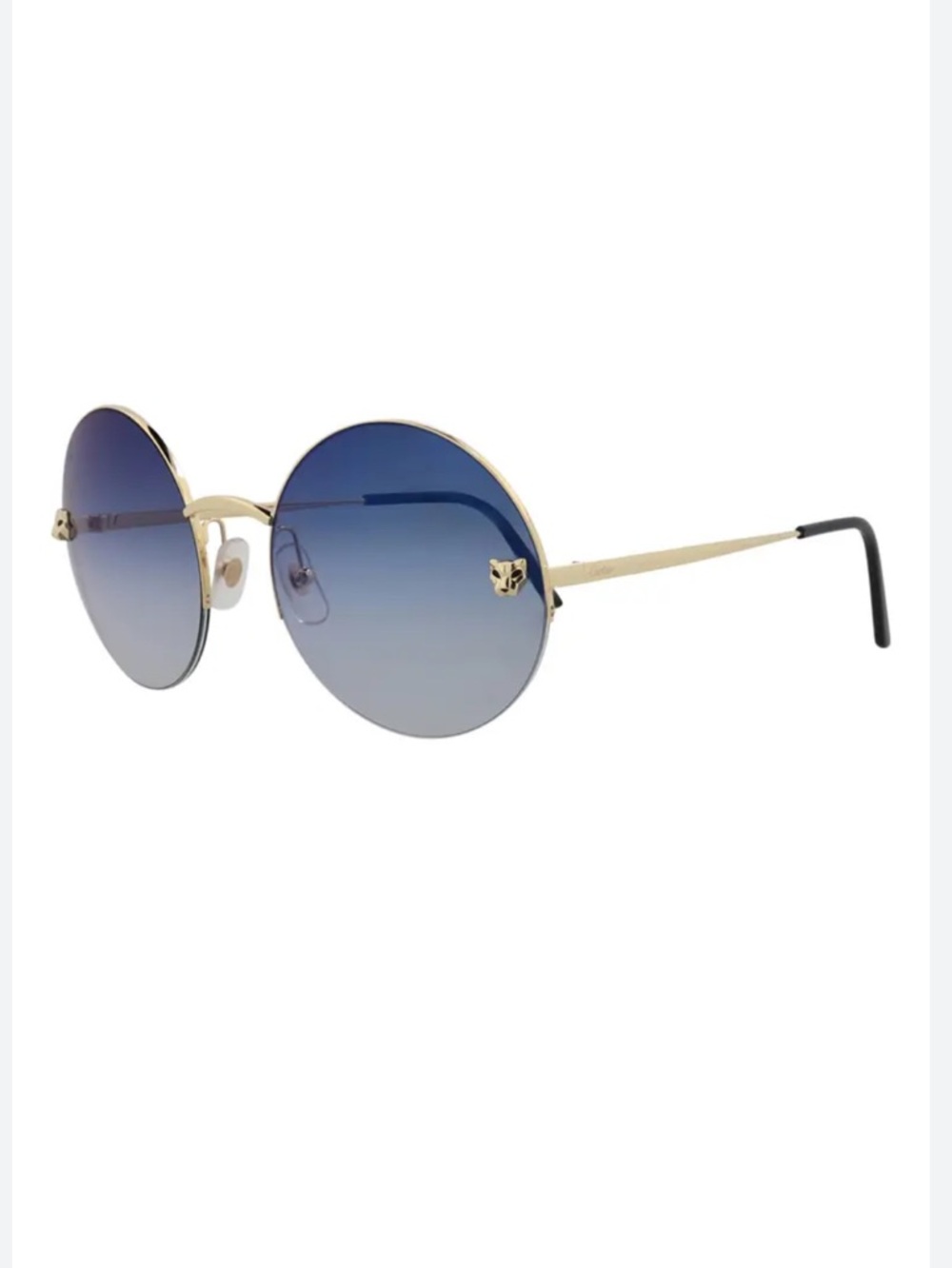 Cartier Round Sunglasses with Blue Gradient Lenses and Gold Frame